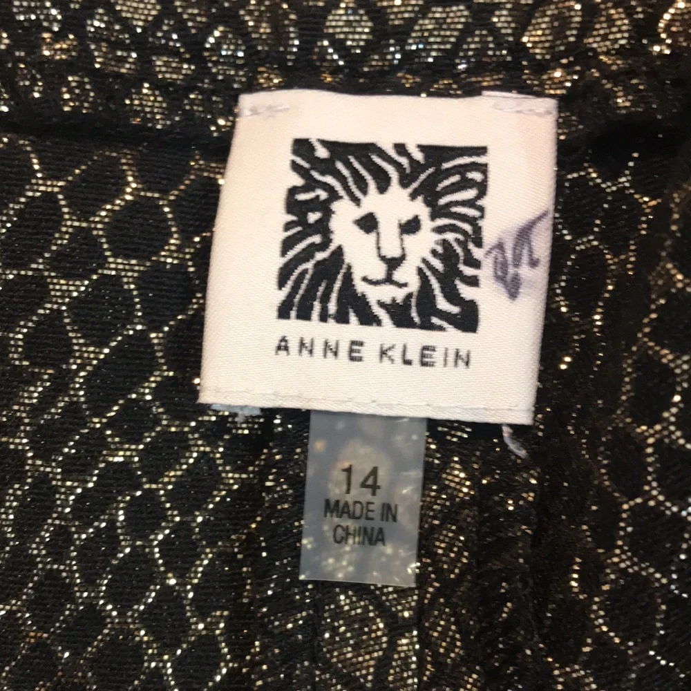 NEW‎ Anne Klein Gold / Black Pants. 14